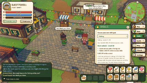 The current interface with the Skills guide open
